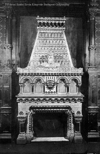 Korabeli fotó a Zsolnay kandallóról - Fotó: FSZEK Budapest Gyűjtemény